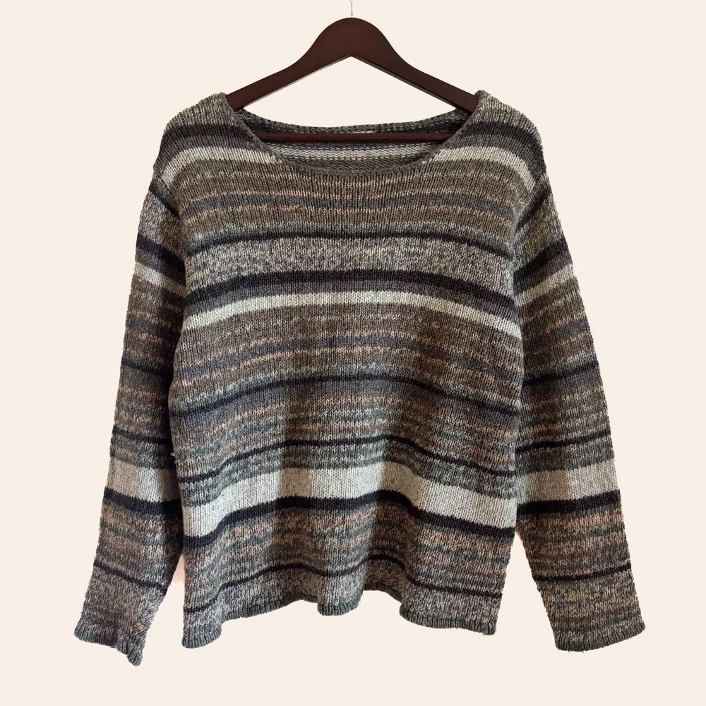 Vintage Handmade Striped Marled Knit Sweater